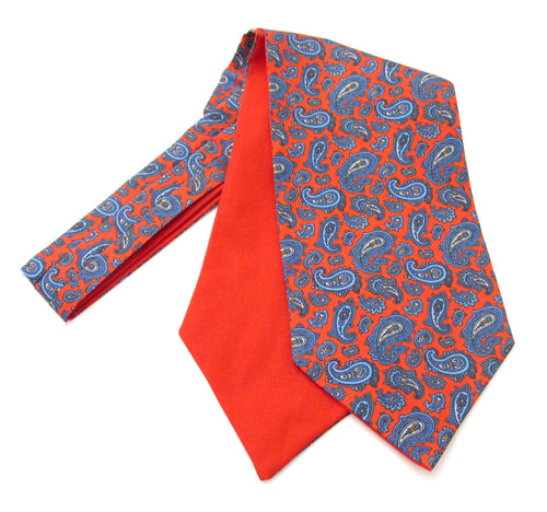 Red Classic Paisley Silk Cravat by Van Buck