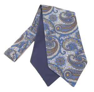Sky Blue Large Detailed Paisley Silk Cravat by Van Buck