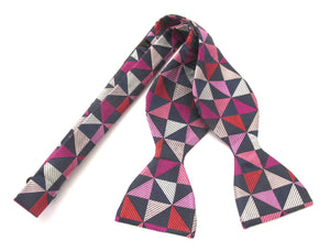 Pink Triangles Self-Tied Silk Bow Tie by Van Buck