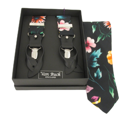 Herbarium Tie & Trouser Braces Set Made with Liberty Fabric