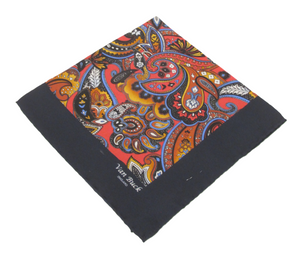 Red Floral Paisley Silk Fancy Pocket Square by Van Buck