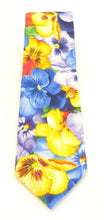 Multicoloured Pansies Floral Cotton Tie by Van Buck