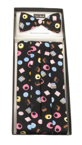 Liquorish Allsorts Novelty Cummerbund & Bow Tie Set by Van Buck