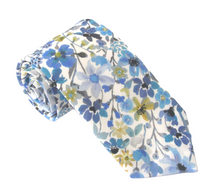 Dreams of Summer Blue Cotton Tie Made with Liberty Fabric