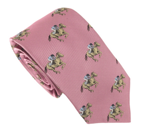 Pink Horse Racing Silk Tie by Van Buck