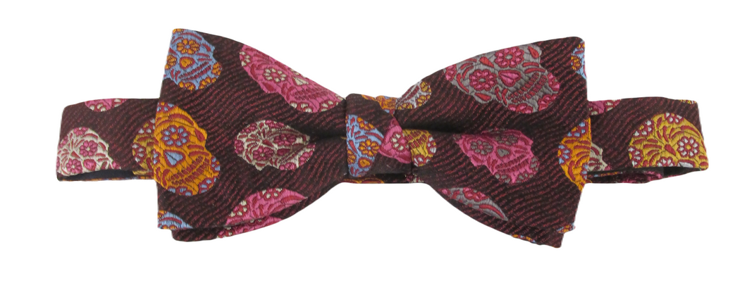 Limited Edition Pink Wave Skulls Silk Bow Tie by Van Buck