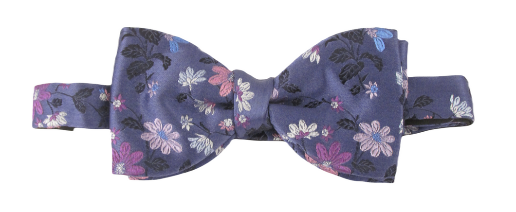 Limited Edition Purple Floral Silk Bow Tie by Van Buck