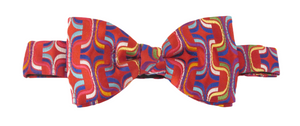 Van Buck Limited Edition Red Multi Geometric Silk Bow Tie