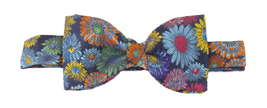 Limited Edition Blue Painted Flower Silk Bow Tie by Van Buck