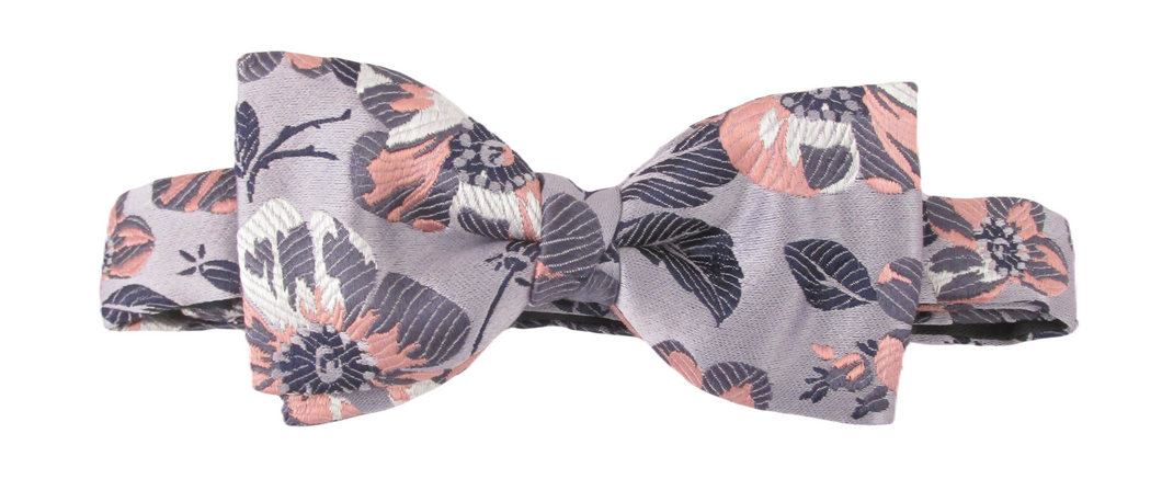 Limited Edition Lilac Floral Silk Bow Tie by Van Buck