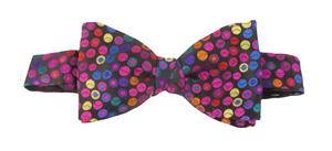 Van Buck Limited Edition Navy Cerise Multi Dots Silk Bow Tie