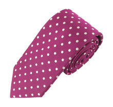 Cerise Pink Silk Tie With White Polka Dots by Van Buck