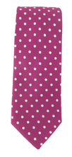 Cerise Pink Silk Tie With White Polka Dots by Van Buck