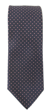 Navy Blue Silk Tie With Pink Pin Dots