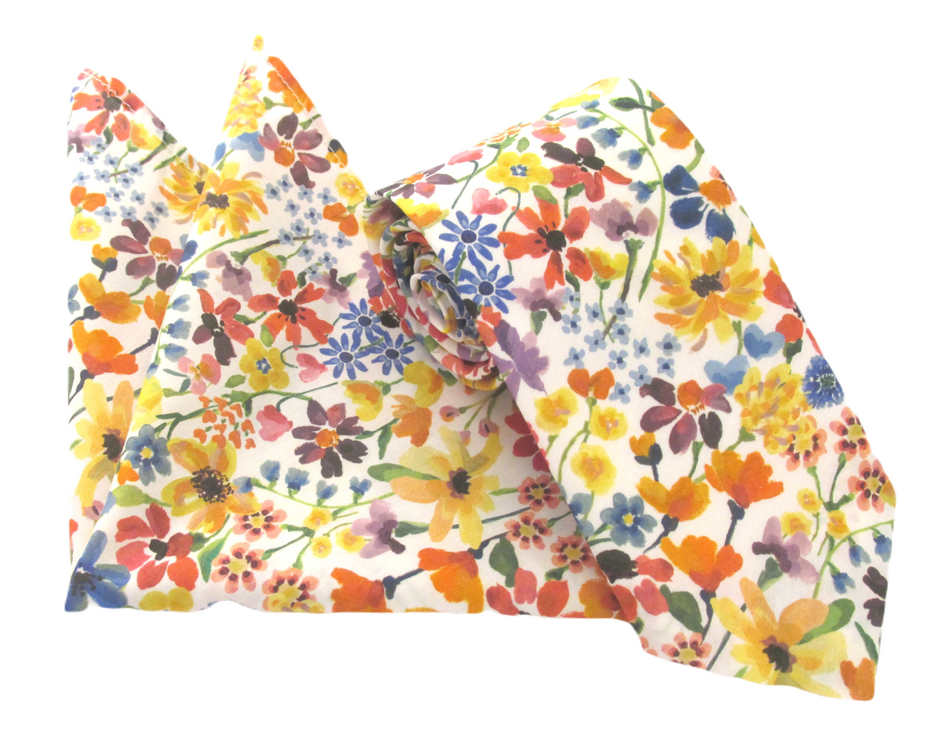 Dreams of Summer Multi Cotton Tie & Pocket Square Made with Liberty Fabric