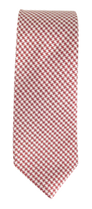 Red & White Dog Tooth Slim Silk Wedding Tie by Van Buck