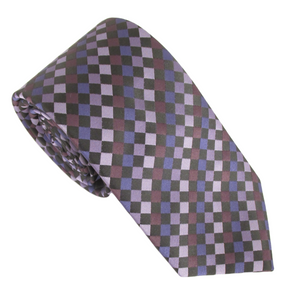 Purple Check Patterned Tie by Van Buck