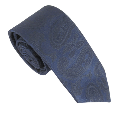 Navy Paisley Self Patterned Tie by Van Buck