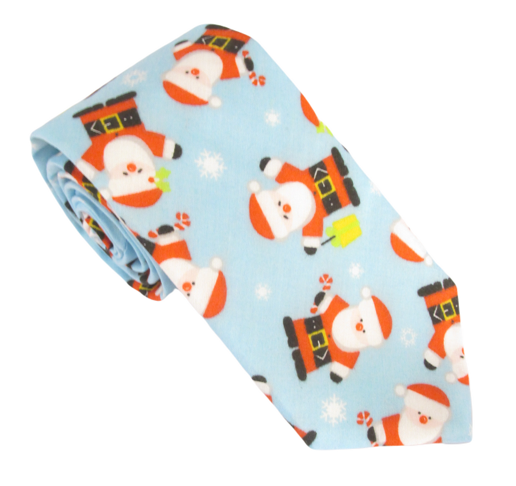 Blue Santa Christmas Tie by Van Buck