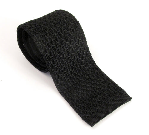 Black Knitted Silk Tie by Van Buck