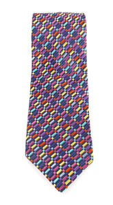 Limited Edition Multi Small Rectangles Silk Tie by Van Buck