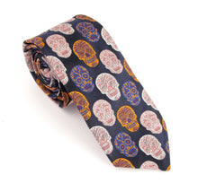 Limited Edition Navy Pink Silk Skull Tie by Van Buck