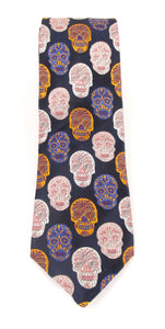 Limited Edition Navy Pink Silk Skull Tie by Van Buck