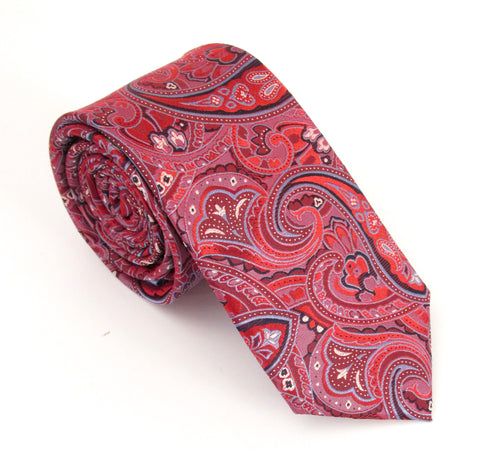 Red Paisley London Silk Tie by Van Buck