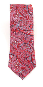 Red Large Paisley London Silk Tie by Van Buck