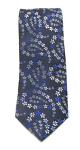 Navy Blue Floral Teardrop London Silk Tie by Van Buck