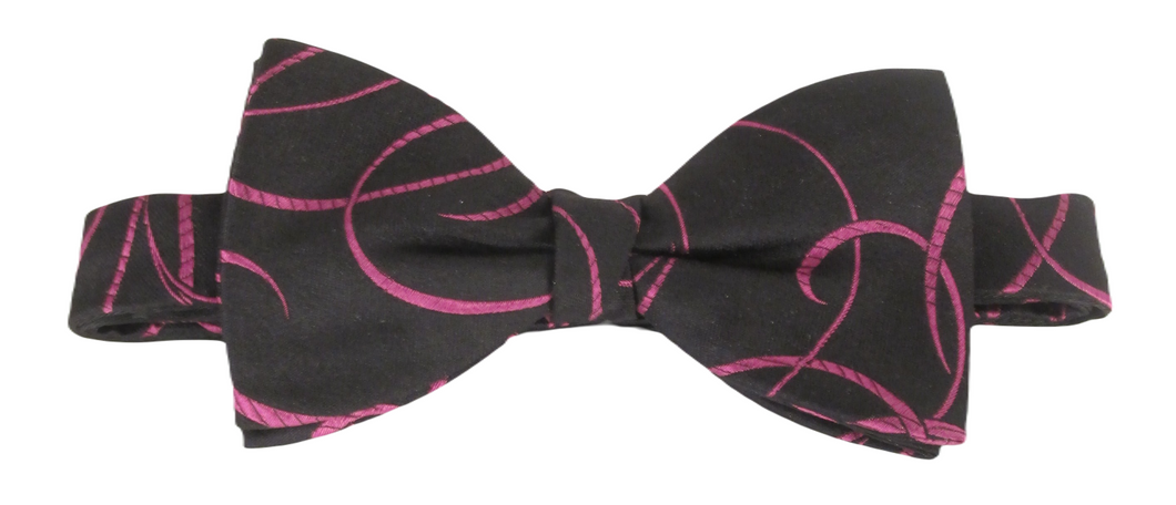 Black Pink Ribbon Silk Bow Tie by Van Buck