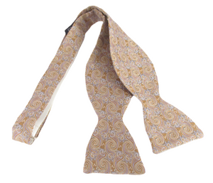 Gold Paisley Self-Tied Silk Bow Tie by Van Buck