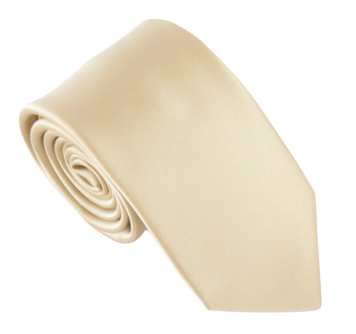 Beige Satin Wedding Tie By Van Buck