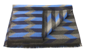 Royal Blue Stripe Reversible Stripe Scarf by Van Buck