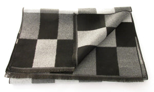 Grey Chequered Reversible Scarf by Van Buck