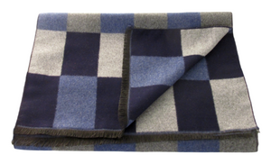 Navy Chequered Reversible Scarf by Van Buck