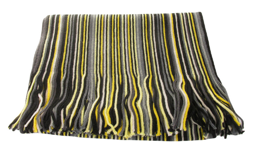 Yellow & Grey Knitted Stripe Scarf by Van Buck