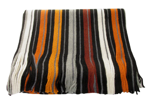 Orange & Grey Knitted Stripe Scarf by Van Buck