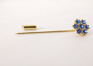 Gold Blue Gemstone Lapel Pin