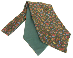 Green Small Classic Paisley Silk Cravat by Van Buck