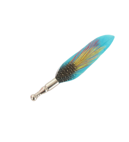 Turquoise Spotted Feather Lapel Pin