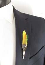 Yellow Spotted Feather Lapel Pin