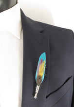 Turquoise Spotted Feather Lapel Pin