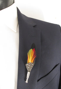 Black Spotted Feather Lapel Pin