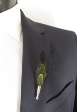 Black & Green Dual Feather Lapel Pin