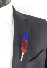 Royal Blue & Red Dual Feather Lapel Pin