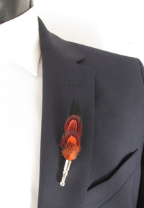 Black & Red Dual Feather Lapel Pin