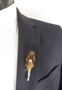 Black & Brown Dual Feather Lapel Pin