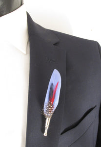 Sky Blue Spotted Feather Lapel Pin