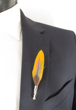 Orange Spotted Feather Lapel Pin